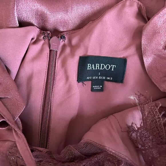 Bardot Ivy Lace Detail Maxi Dress Small Plum Satin Party Cocktail - Picture 4 of 7